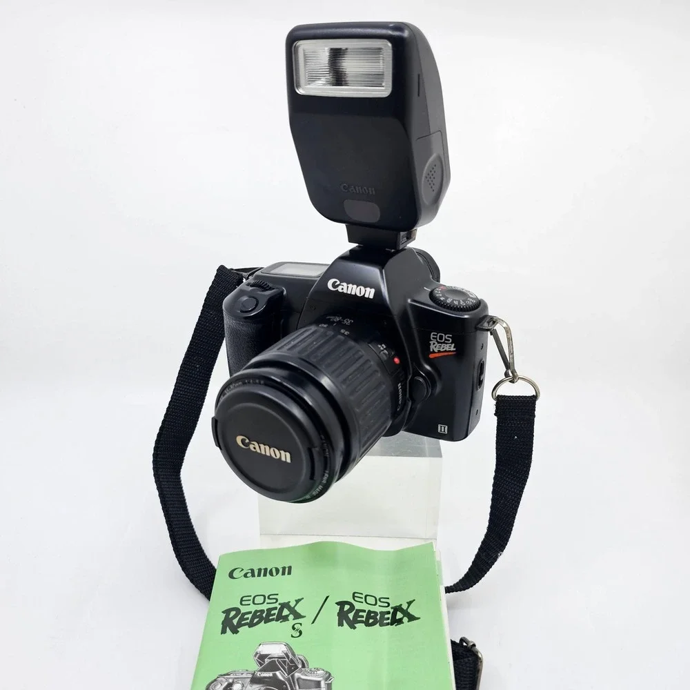 Canon EOS Rebel II 35mm Film SLR Camera with 35-80mm Lens & Speedlite 200E Flash